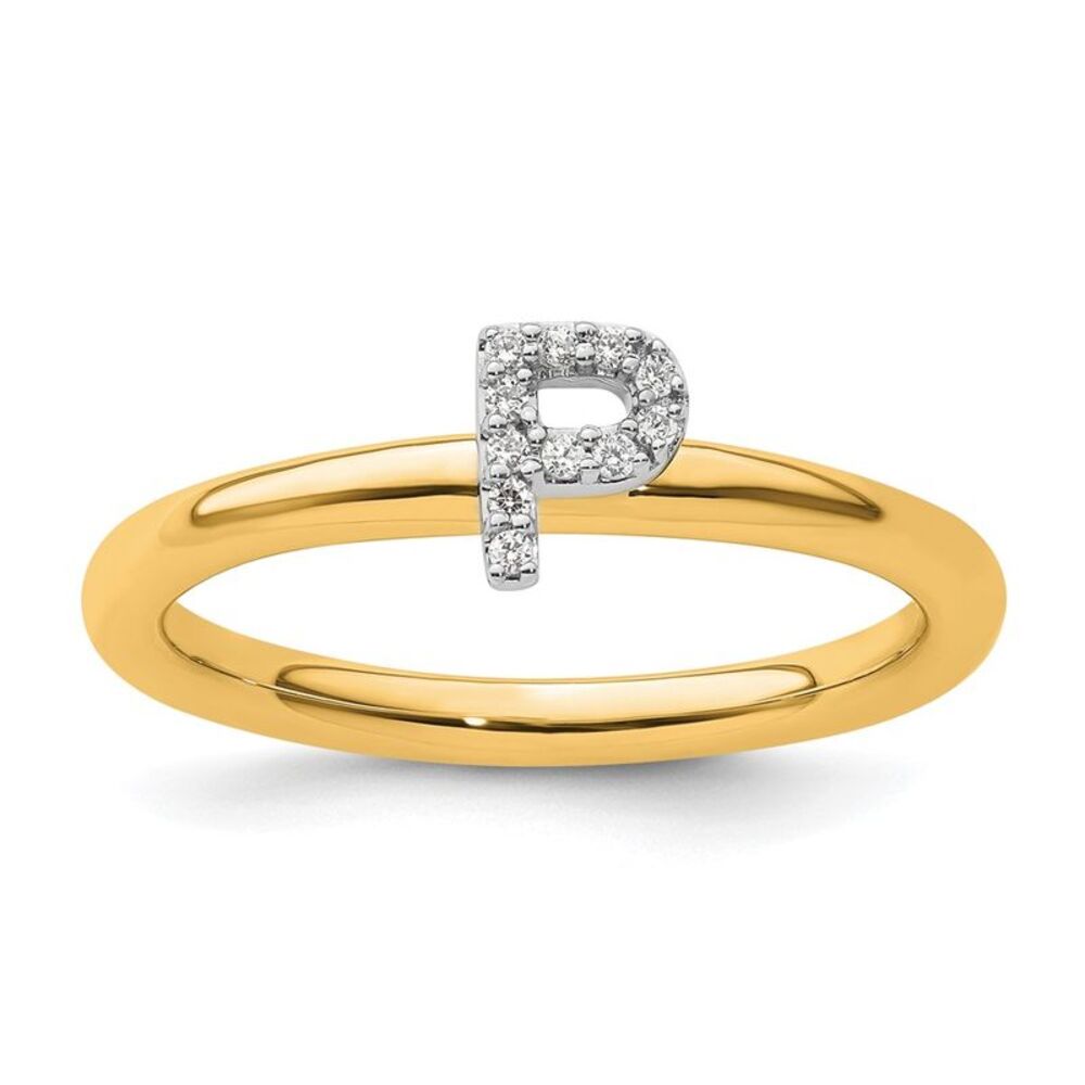 Kazi Luxury 14k Yellow Gold Stackable Diamond Ini… - image 1